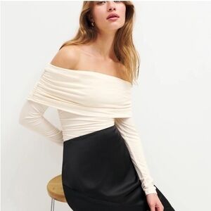 Reformation Cream Off-Shoulder Top